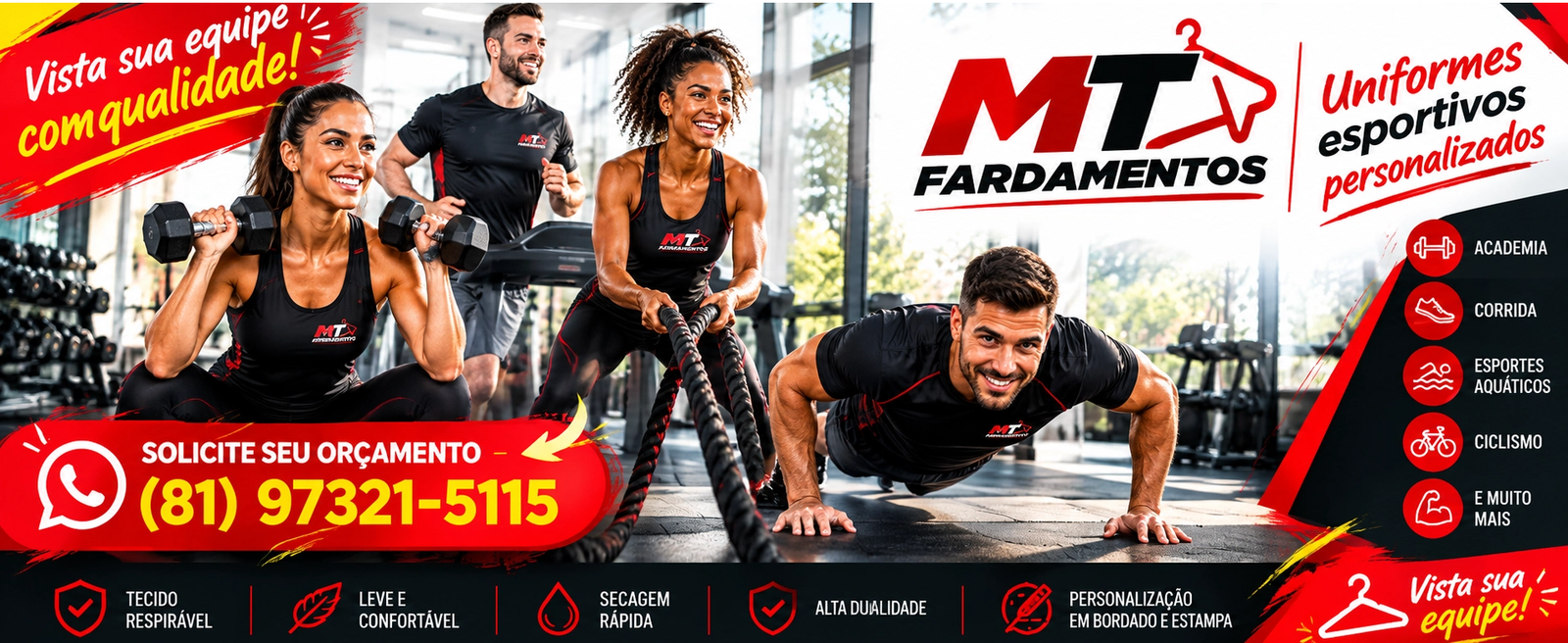 Fardamentos esportivos para corrida e academia